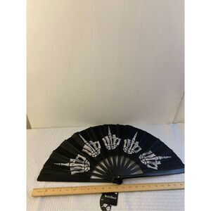 Body rage gothic skeleton accordion flag bones middle finger black gray new